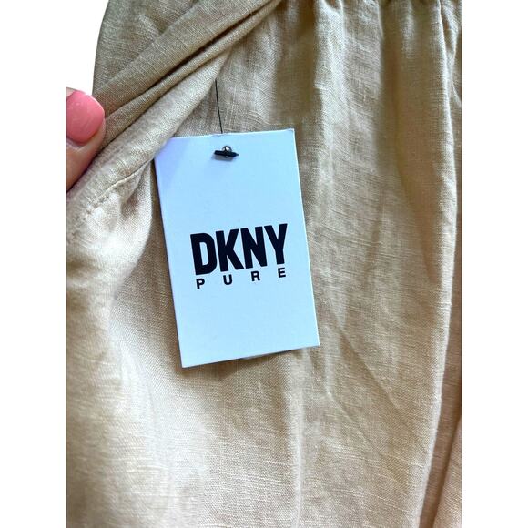 DKNY Pure Linen Drawstring Cargo Pants | Womens XL, sandalwood NEW! - Picture 8 of 12